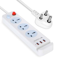 BlueSmart 3 Power Strip Extension Sockets for Multiple Use USB-A Parts for Device/Gadgets